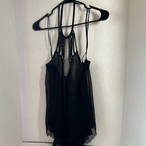 Pins and needles black semi sheer halter top size small